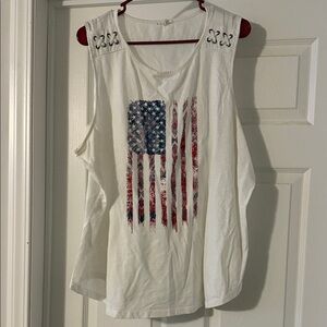 Maurices White Tank Top with Flag Design